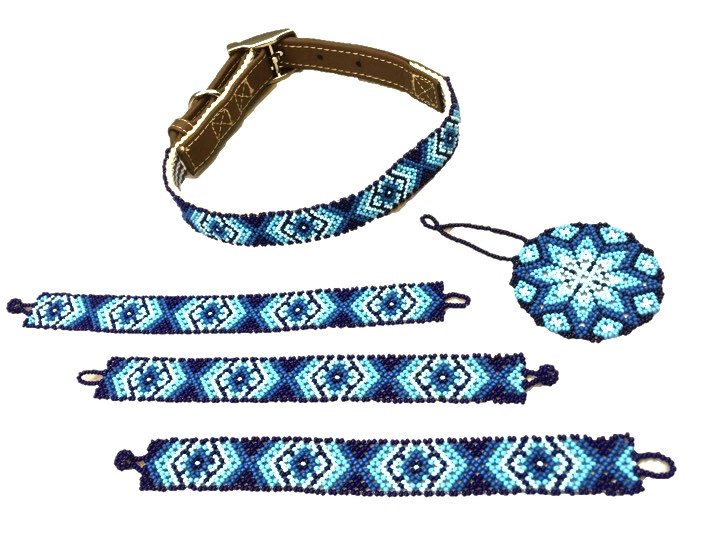 Collar de Perro Huichol #12 Talla Mediana (43-52cm) Arte Huichol - Pamparyus