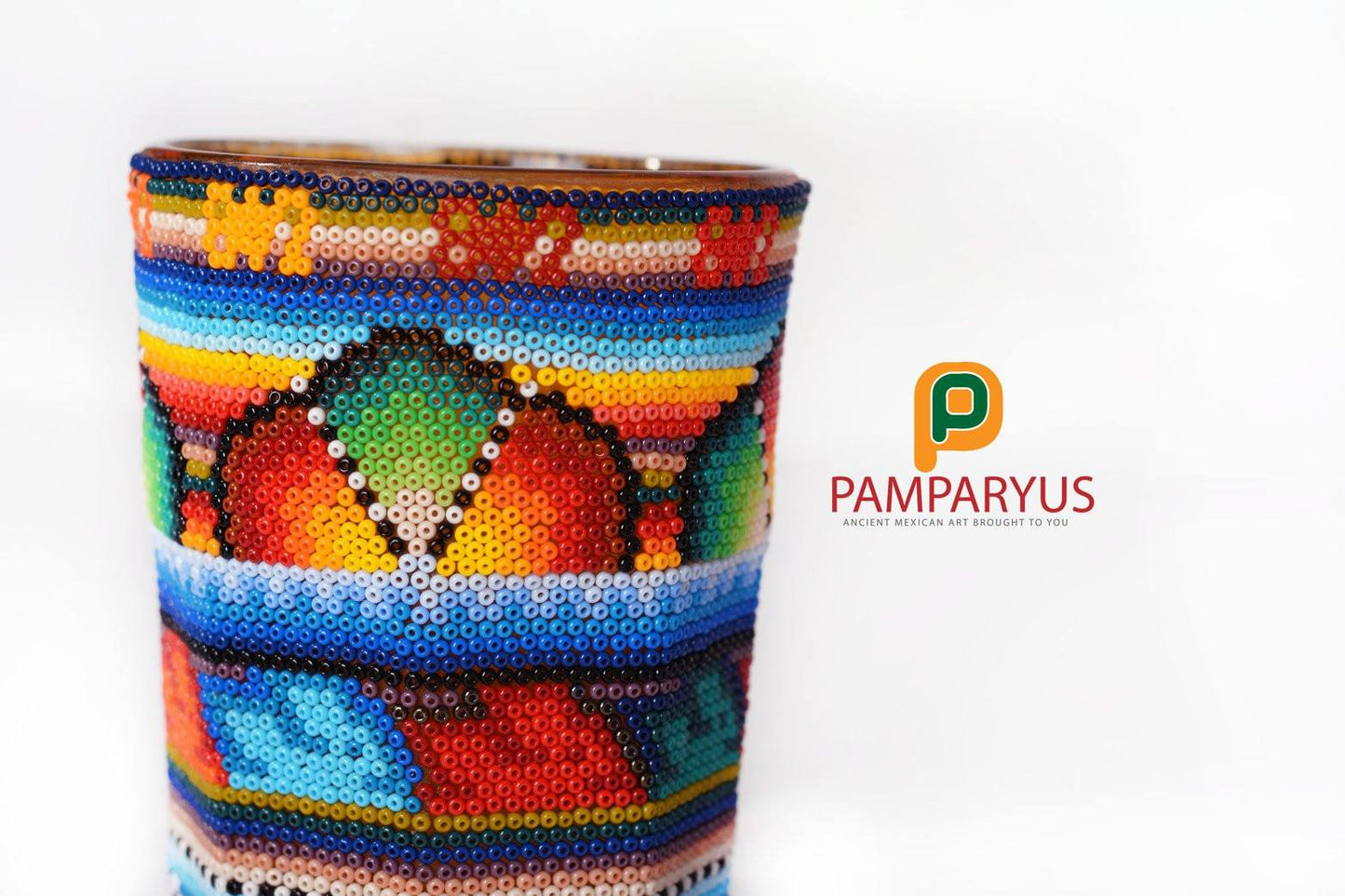 Medium Glass Huichol Beaded Arte Huichol - Pamparyus