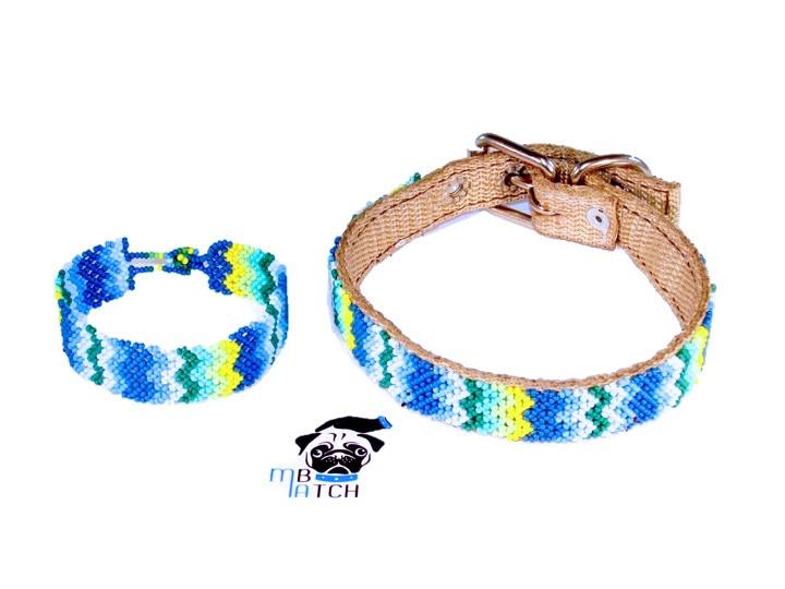 Collar de Perro Huichol #7 Talla Chica (33-40cm) Arte Huichol - Pamparyus