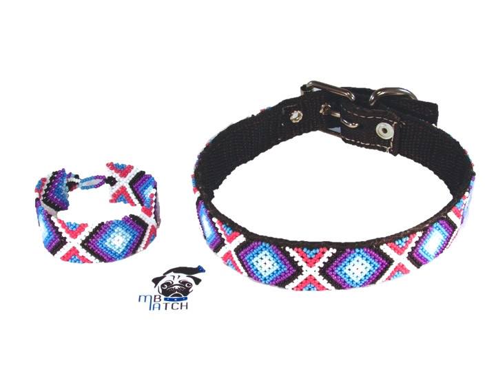 Collar de Perro Huichol #12 Talla Mediana (43-52cm) Arte Huichol - Pamparyus