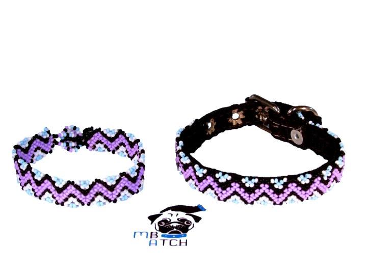 Collar de Perro/Gato Huichol #3 Talla Mini (21-26cm) Arte Huichol - Pamparyus