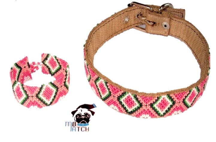 Collar de Perro Huichol #12 Talla Mediana (43-52cm) Arte Huichol - Pamparyus
