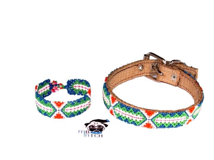 Collar de Perro Huichol #7 Talla Chica (33-40cm) Arte Huichol - Pamparyus