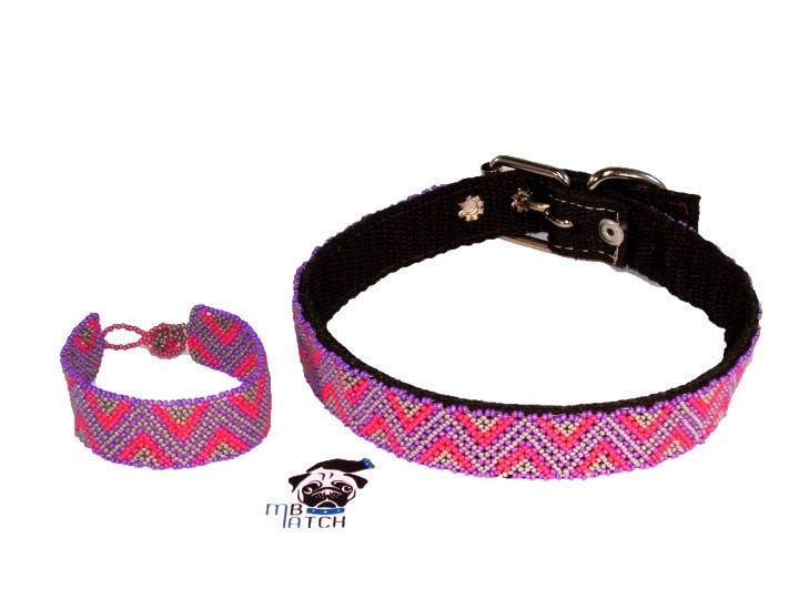 Collar de Perro Huichol #12 Talla Mediana (43-52cm) Arte Huichol - Pamparyus