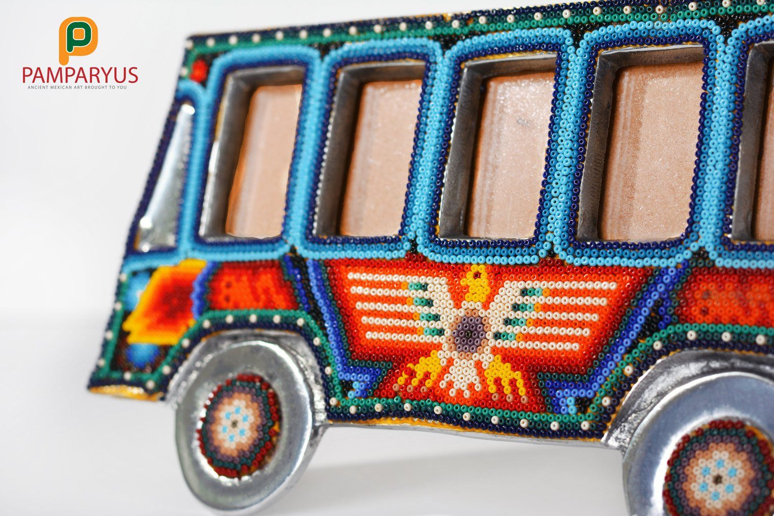 Multi Huichol Beaded picture frame Arte Huichol - Pamparyus 