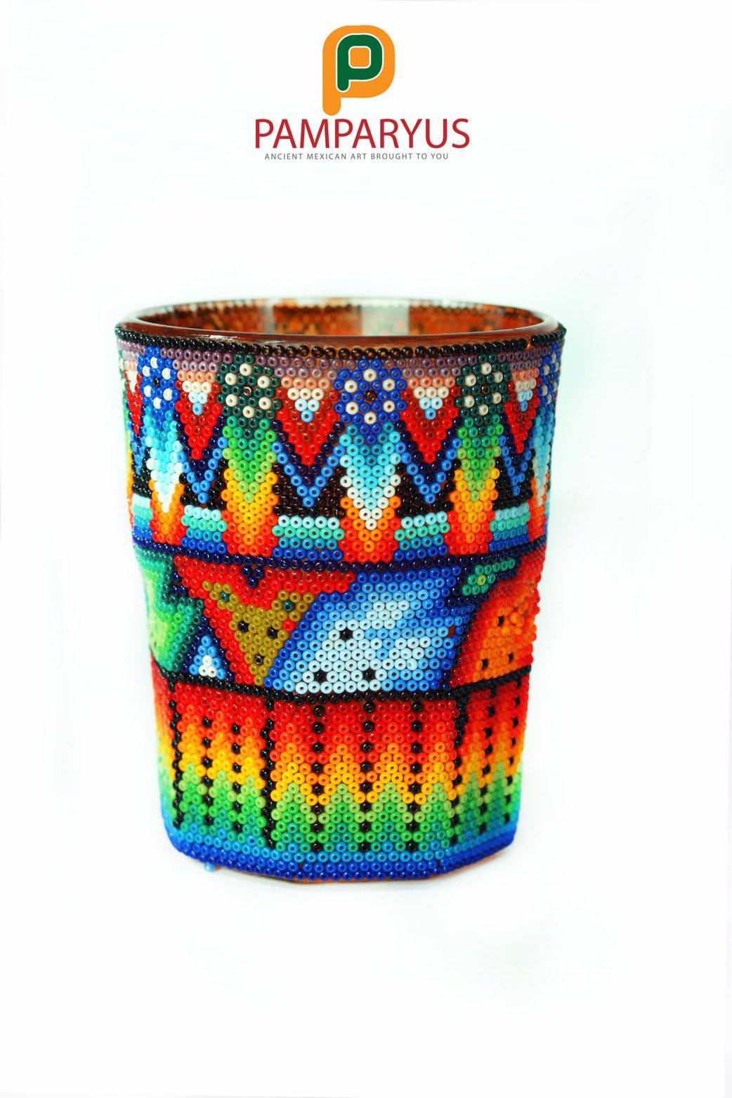 Medium Glass Huichol Beaded Arte Huichol - Pamparyus 