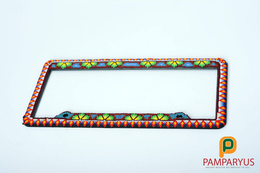 Huichol Beaded Handmade Car holder plate Arte Huichol - Pamparyus 