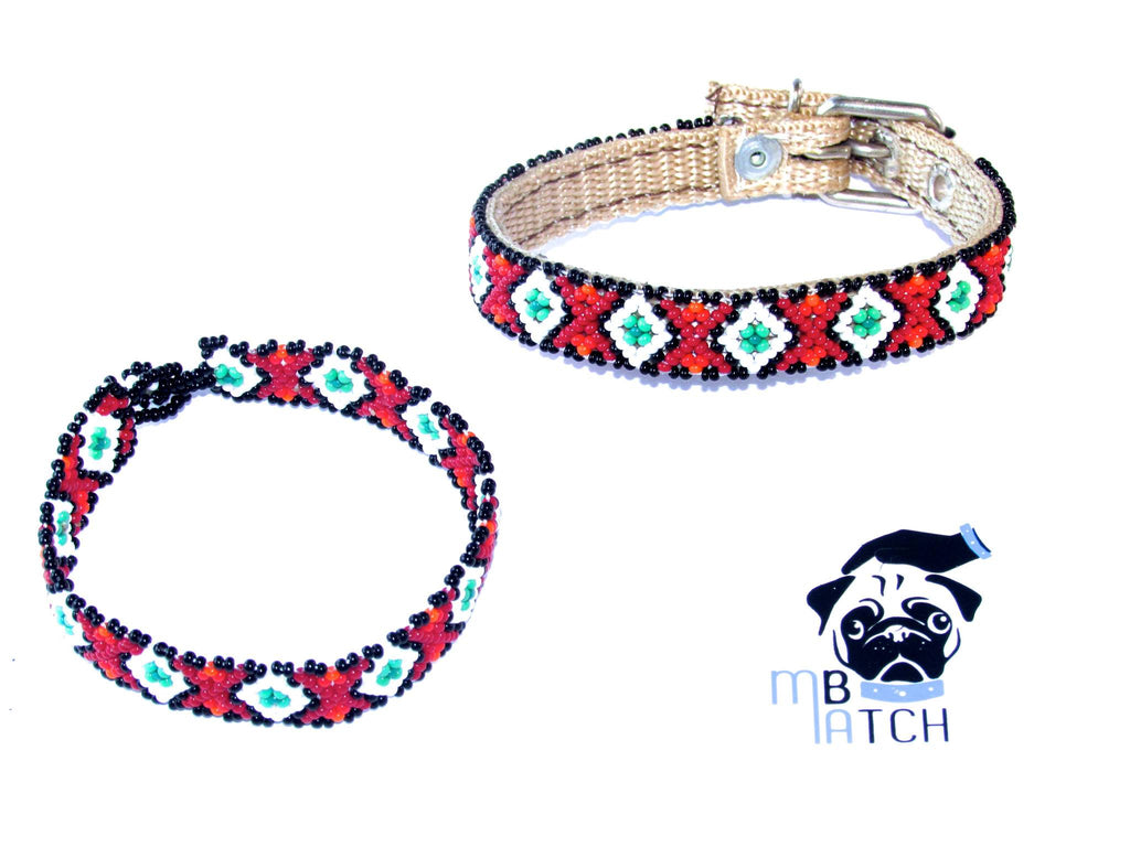 Collar de Perro/Gato Huichol #3 Talla Mini (21-26cm) Arte Huichol - Pamparyus 