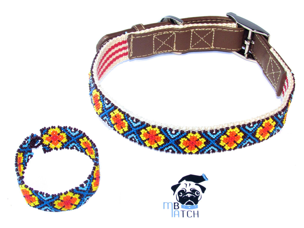 Collar de Perro Huichol #14 Talla Grande (49-61cm) Arte Huichol - Pamparyus 